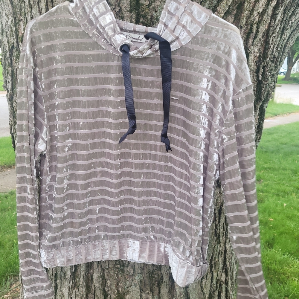 Gypsies & Moondust Silver Striped Long Sleeve Top